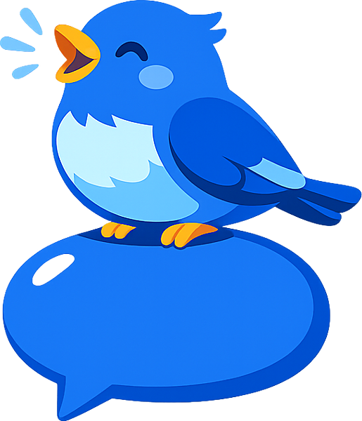 The Let's Chat messenger bird mascot perched on a speech bubble
